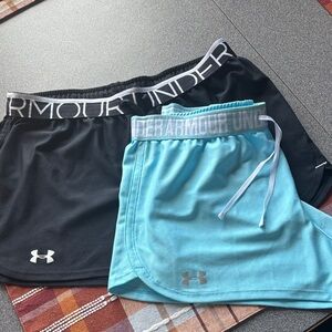 Under Armour Women's Black &  Light Blue Athletic Shorts